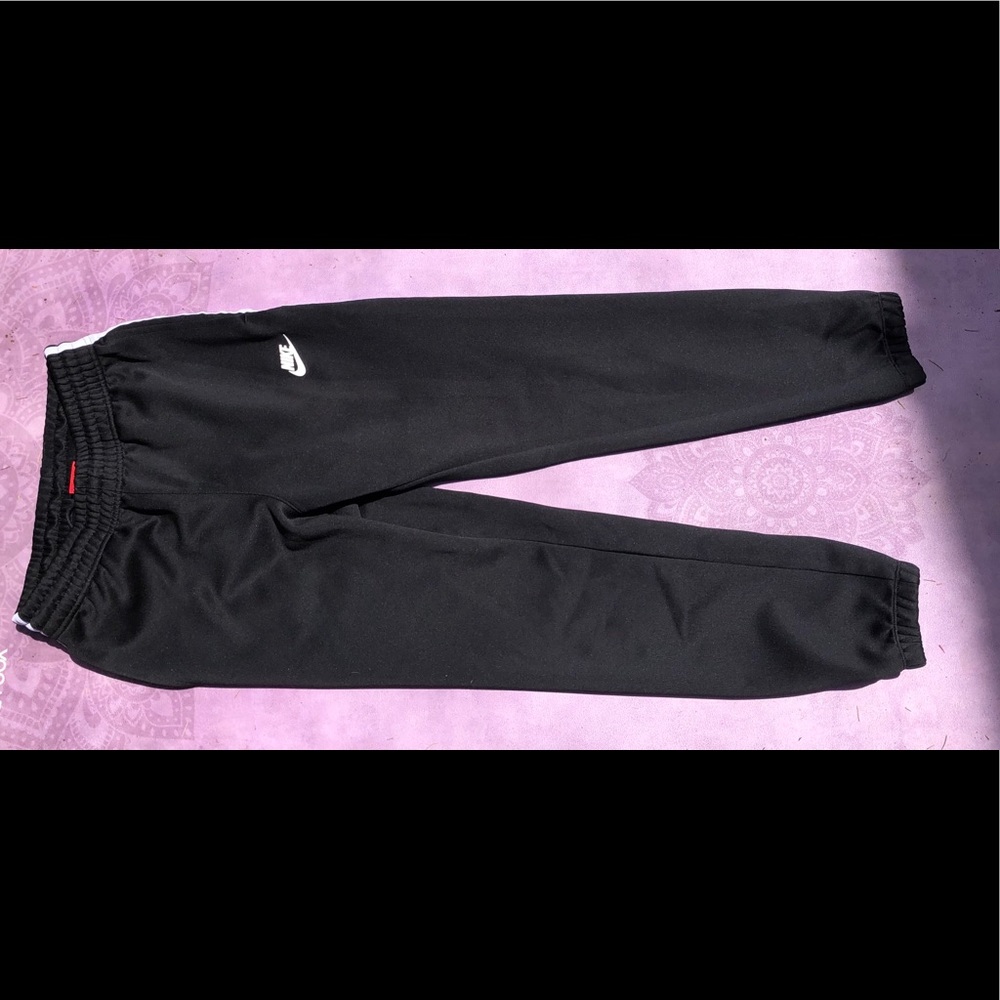 Nike Boys Black With White Stripe Sweatpants